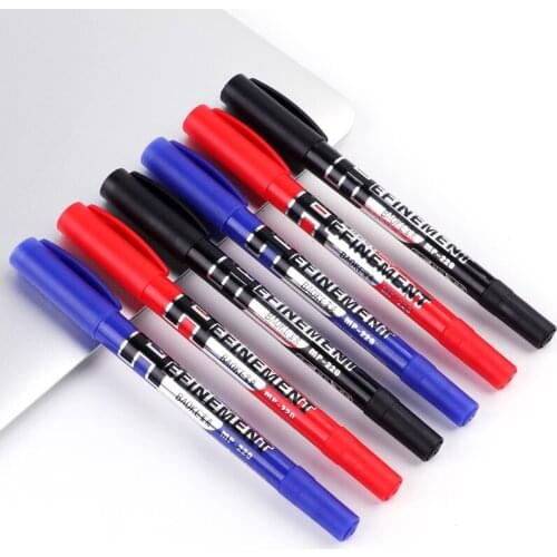 12 Baoke MP220 Oily Small Double-headed Marker Pen Red, Black and Blue Color Set Student Art Hand Painting Marker Hook Line Pen