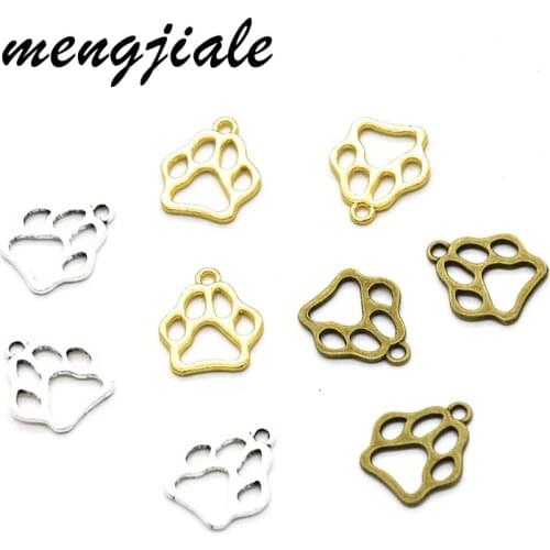 25pcs Antique Silver Big Dog Paw Charms Alloy Metal Animals Pendants For DIY Handmade Jewelry Accessories Makings 19*17mm