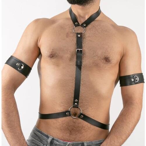 2021 New PU Leather Harness Fetish Men Gay Underwear Gothic Harajuku Punk Style Adjustable Body Chest Harness Bdsm Bondage Belt