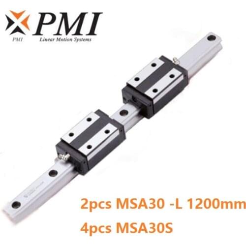 2pcs origial Taiwan PMI MSA30 -L 1200mm linear guide + 4pcs MSA30S carriage blocks for CNC router