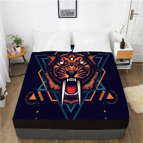 3D Mattress Fitted Cover Bedspread Fitted Sheet Linens Bed Sheets Bedsheet Animal Tiger Design Black 100x203cm Home Tetile
