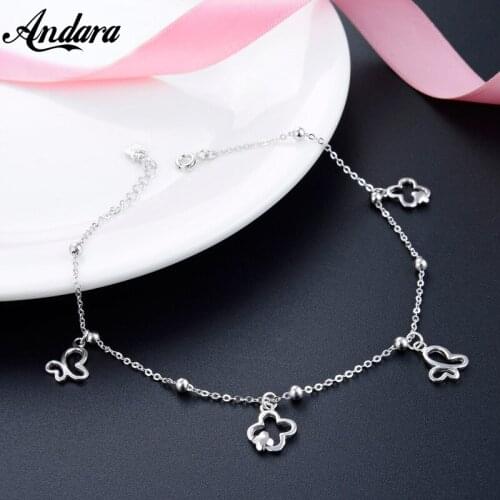 Hot Sale 925 Sterling Silver Openwork Butterfly Anklet Fashion Jewelry S925 Anklet Bracelet Adjustable Length