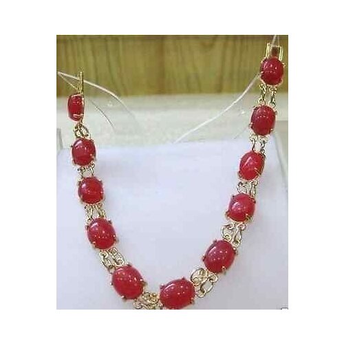 Free shipping ladys fine red stone GP Link Clasp Bangle Bracelet AAA style Fine jewe Noble 100% Natural stone