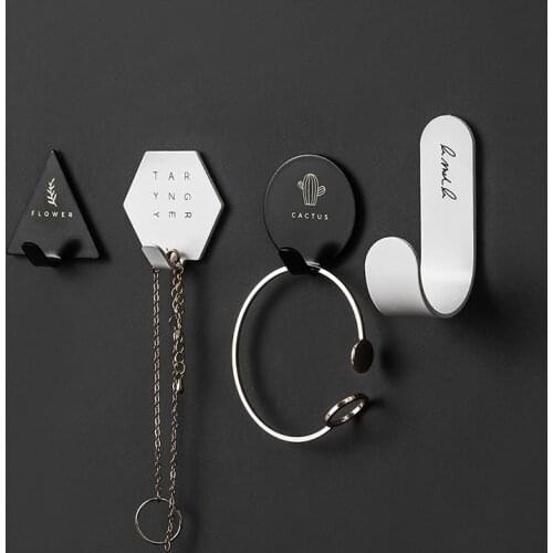 Household Wall-mounted Nail-free Hook Sturdy Self-adhesive Coat Key Iron Hook Waterproof Wall Hanger for Bedroom and Kitchen