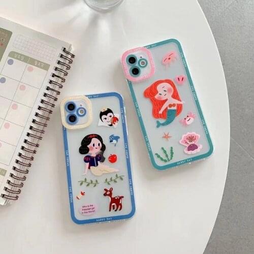 Disney Mermaid Princess Snow White phone case for iPhone 12 11 11 Pro Max XS XS Max 7 8 plus gift