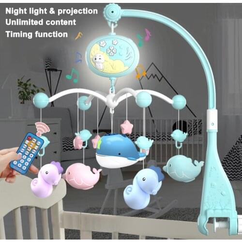 Baby Rattles Crib Mobiles Baby Toys Holder Rotating Mobile Bed Bell Musical Box Projection 0-12 Months Newborn Infant Boy Toys