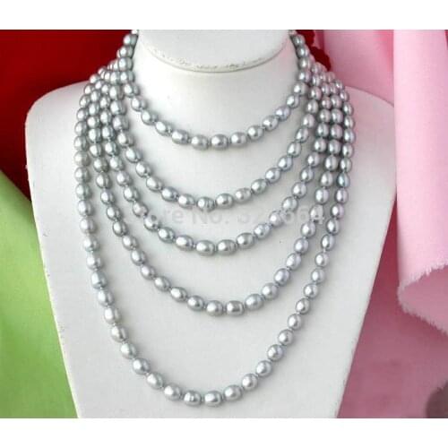 LONG 100" 11MM GRAY RICE FW CULTURED PEARL NECKLACE