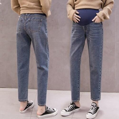 Fashion Maternity Jeans Straight Loose Spring Season High Waist Elegant Elegant Pants Outer Wear Wide Legs Displaying Stomach Pa