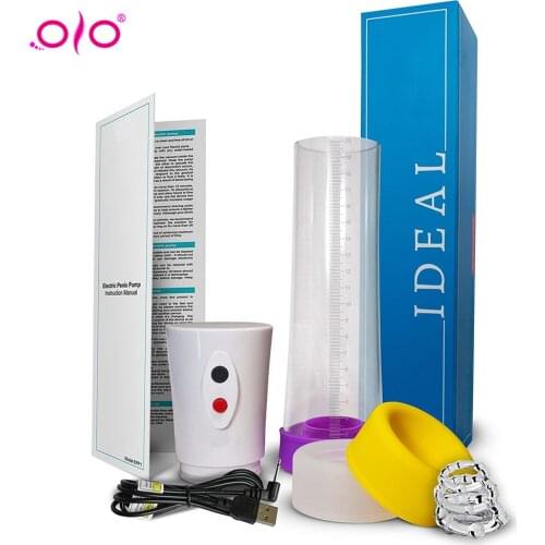 OLO Electric Penis Pump USB Rechargeable Automatic Penis Enlargement Vacuum Pump Erection Penis Extender Male Enlarger Sex Toy