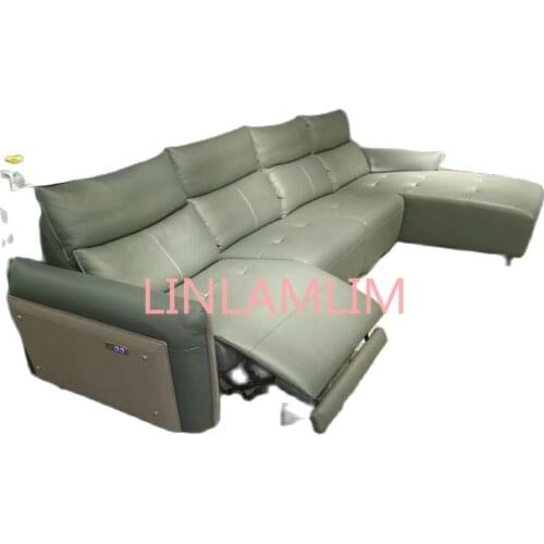 Electric recliner relax theater living room Sofa bed functional top grade cow genuine leather couch Nordic modern Cinema L shape