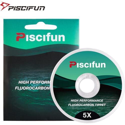 Piscifun fluorocarbon Fly Fishing Tippet Low Visibility Superior Abrasion Resistance 33yd 0/1/2/3/4/5/6X