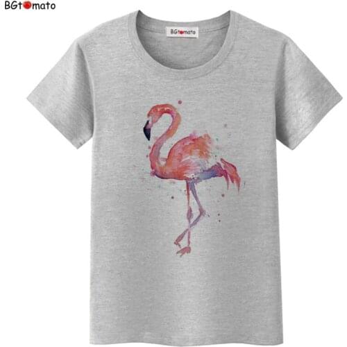 BGtomato beautiful Flamingo printing t shirts for women summer cool animal tops super fashion new style casual tee shirts
