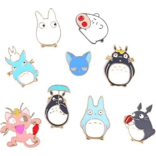 HOSENG 9Pcs/Lot Blue Color Cartoon Animal Series Brooch Chinchilla Piggy Cute Enamel Pin Jewelry Accessories HS_331