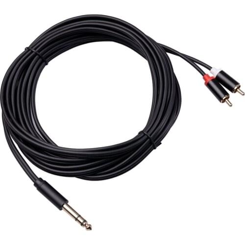 6.35mm Cable to 2RCA Audio Cable Aux RCA Jack Y Splitter Cable for Amplifiers Audio DVD