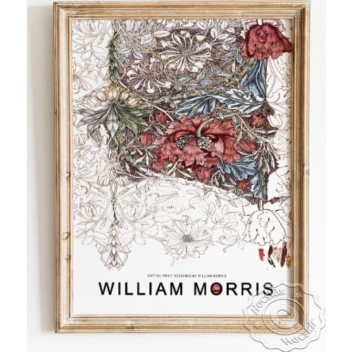 William Morris Exhibition Museum Poster, Honeysuckle Fabrics Design Pattern Canvas Painting, Gorgeous Elegant Home Decor Prints