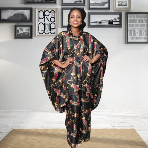 Muslim Sets Printing Abaya Dubai Lady Party European Clothes American Clothing Loose Two-piece suit