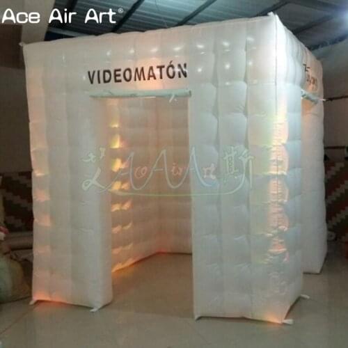 Colourful LED inflatable photo booth,social booth with color changing spotlights and free text on sale