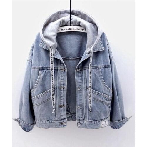 Winter Korean Women Denim Jacket Long-Sleeved Single-Breasted Ladies Hooded Coat Versatile Tops Outwear Casual Clothing Mujer