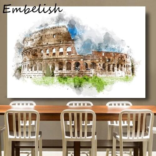 1 Pieces Hot Selling Watercolor Rome Buliding Landscape Wall Posters For Living Room Modern Home Decor Pictures Canvas Paintings