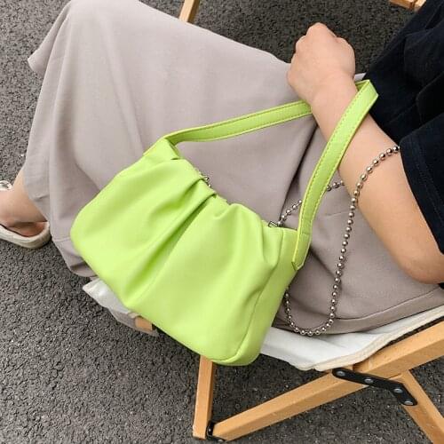 Fashion Ruched Cloud Bag Leather Baguette Shoulder Crossbody Bags for Women 2021 Luxury Brand Bolso Sac A Main Handbags Designer