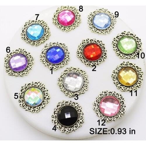 Fashion 10PCS/lot 24mm Round acrylic rhinestone vintage buttons flatback can choose colors