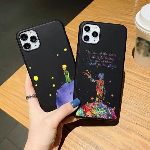 Cartoon The Little Prince black Soft Phone Case For iPhone SE 12mini 12pro 11pro Max 7 8 Plus XR Xs Max TPU Silicone cover