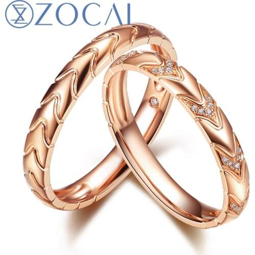 ZOCAI REAL GENUINE DIAMOND CERTIFIED DIAMOND HIS AND HERS WEDDING BAND SETS ROUND CUT 18K ROSE GOLD Q00965AB