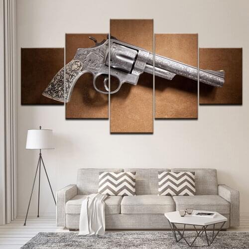 Wall Art Fashion Movie Gun Poster Prints 5 Pieces Modular Pictures Home Corridor Decor Canvas Painting Drop Shipping