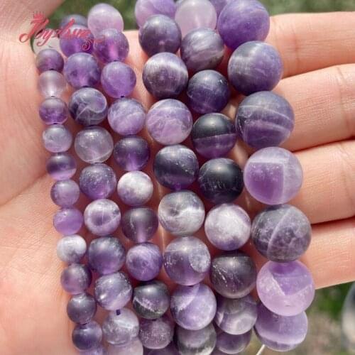 Natural Dream Amethysts Frosted Round Loose spacer Stone Beads For DIY Necklace Bracelats woman man Jewelry Making strand 15"