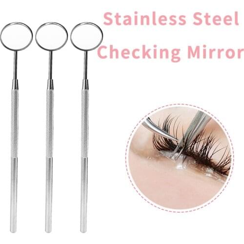 Stainless Steel Eyelash Extension Inspection Mirror Portable Dental Mouth Mirror Professional Eyelash Makeup Tool