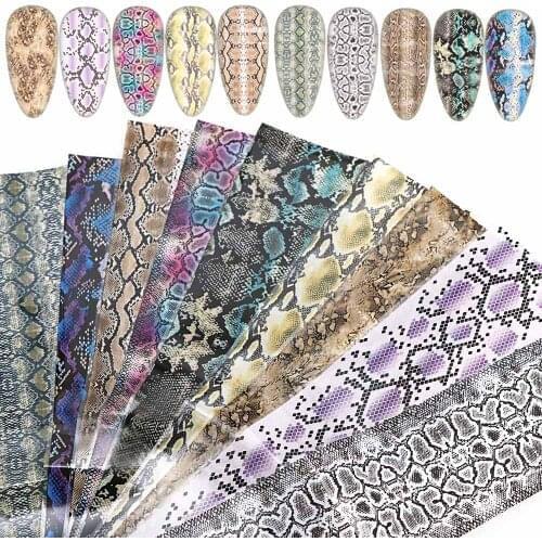 New 1bag nail art Stickers sky paper popular snake pattern laser starry sky transfer stickers nail DIY decoration
