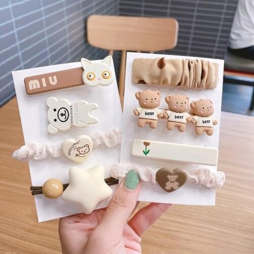 4Pcs/Set New Women Hot Sale Hairclips Cute Girls Hairpins Cartoon Side Bangs Clips For Girls Headwear Hair Accessories Gifts