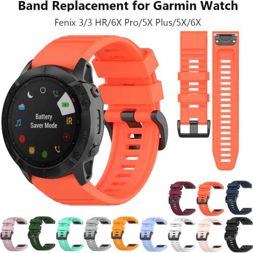 Orange Watch Band For Garmin Fenix 6X/Fenix 6 Pro/Fenix 5X/Fenix 5X Plus/Fenix 3/Fenix 3hr/ Quatix 3/Tactix Bravo Official Strap