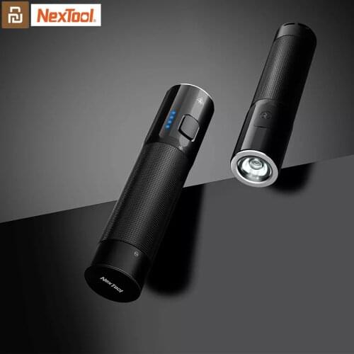 Flashlight Powerful Waterproof Rechargeable LED Flashlight Natuo outdoor Strong Light Small Straight Portable Flashlight Black