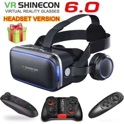 Original VR shinecon 6.0 headset version virtual reality glasses 3D glasses headset helmets smartphone Full package + controller