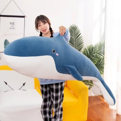 55/85/110CM Long Plush Toy Sea Animal Blue Whale Soft Toy Stuffed Animal Pillow Childrens Friend Girl Boy Birthday Gifts