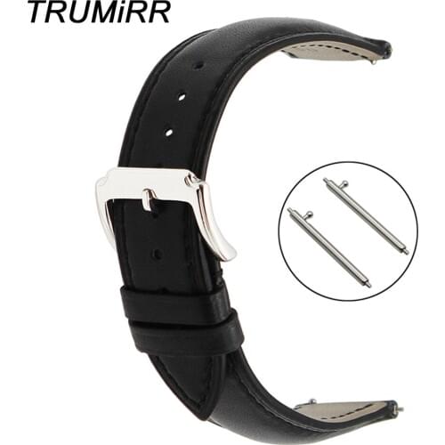 22mm Quick Release Watch Band for Asus ZenWatch 1 2 Men WI500Q WI501Q Pebble Time / Steel Genuine Leather Strap Wrist Bracelet