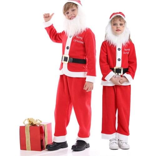 Christmas Santa Claus Kids Cosplay Costume Boys Girls Christmas Party New Year Makeup Clothes Set Children Stage Performance Set