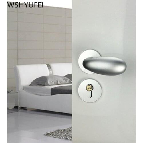 Modern Interior Room Door Lock White Space Aluminum Handle Lock Bedroom Mute Anti-theft Lock Core Household Hardware Accessories