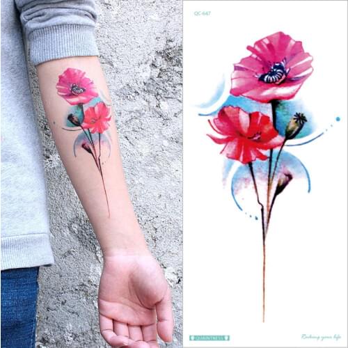 Tattoo arm sleeves wrist temporary tattoo flower lotus rose peony tatoo color water transfer fake tattoo sticker unique flowers