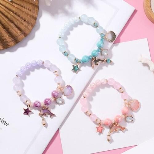 Korean New Fashion Simple Sweet Holiday Style Pink Crystal Bracelet Small Fresh Hand Jewelry Women Jewelry