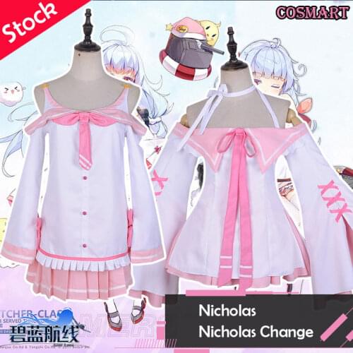 [Stock] Azur Lane USS Nicholas Cosplay Costume Dress Uniform Halloween Suit For Women Outfit New