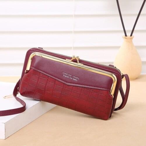 Women Fashion Mobile Phone Wallet PU Ladies Purse Shoulder Bag Ladies Travel Card Holder Horizontal Diagonal Bag