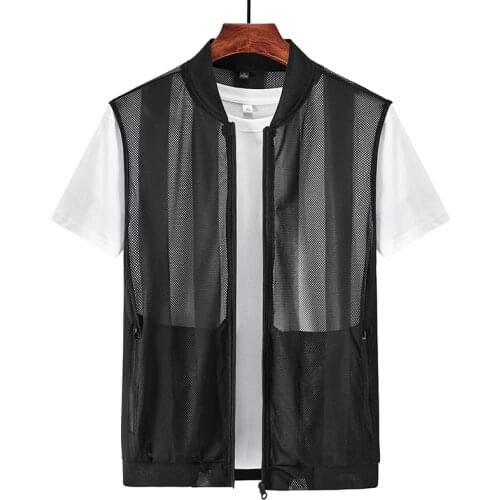 Summer Mesh Quick-Drying Vests Male Breathable Multi-pocket Mountain Climbing Fishing Vest Work Sleeveless Jacket Men Clothing