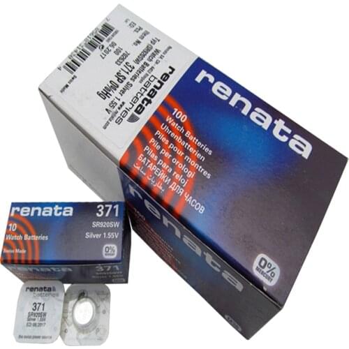10pcs RENATA 371 Silver Oxide Watch battery 371 SR920SW 920 1.55V Button Cell Batteries