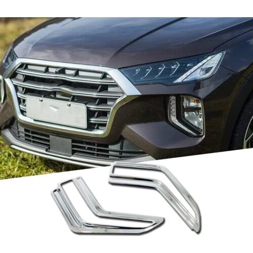 2Pcs Front Fog Lamp Cover Front Fog Light Trim Sticker ABS Chrome For Hyundai Tucson 2019