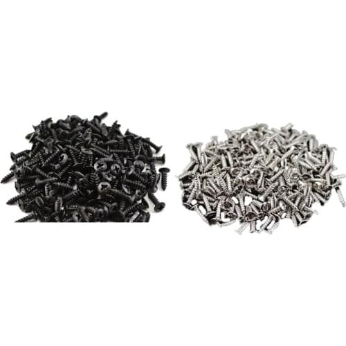 200Pcs Guitar Pickguard Screws for Fender Strat/Tele Electric Guitar Bass, 100Pcs Silver & 100Pcs Black