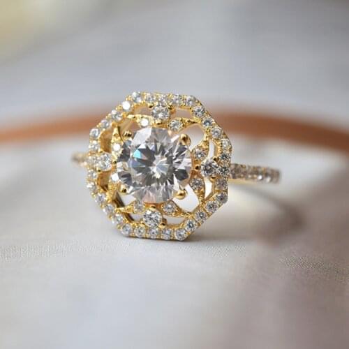 925 Sterling Silver Whihe Gold/Gold Plating Simulated Moissanite Diamond Wedding Party Luxury Ring Fine Jewelry Girlfriend Gifts