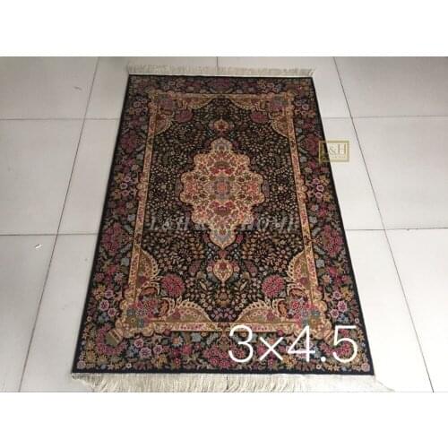 Free shipping 3'X4.5' 230 Line Handmade Silk Oriental Persian Rug hand Knotted silk carpet for home decoration
