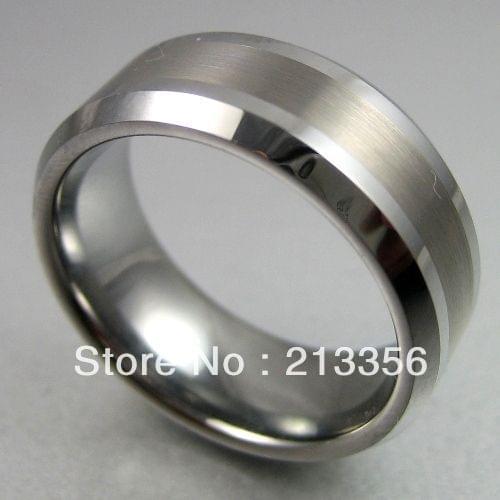 Free Shipping & Engraving Wholesale Price 2015 Hot Selling 8MM SATIN BRUSH CENTER TUNGSTEN CARBIDE MENS RING WEDDING BAND RING